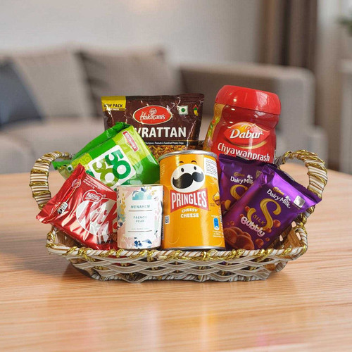 Luxury French Pear Candle & Snack Gift Basket SK-2275
