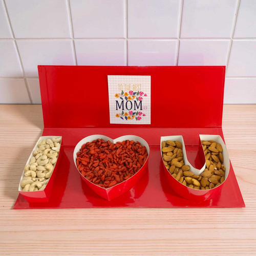 I Love You Red Gift Box with Dry Fruits DKG-315