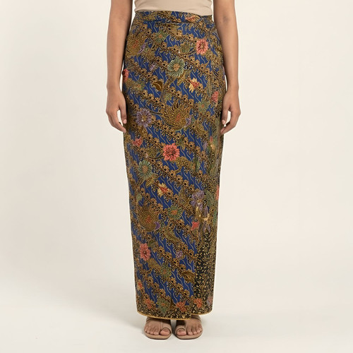 Indonesian Navy Blue Lungi with Multicolor Floral Prints