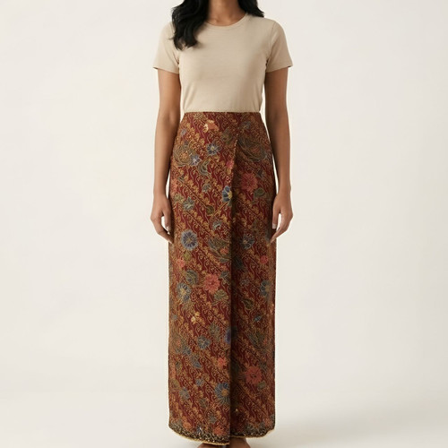 Maroon Lungi with Vibrant Floral Prints – Indonesian Style