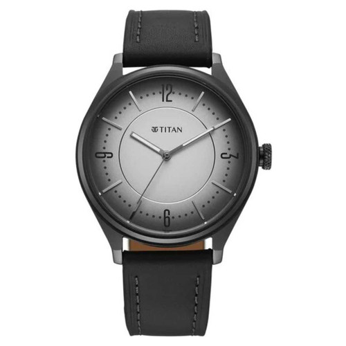 Titan Neo Basics Analog with Gray Dial Gray Leather Strap Watch for Men 1802QL04
