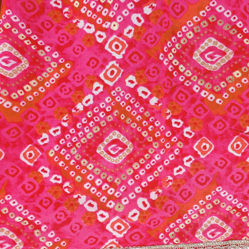 Pink Cotton Unstitched Kurta Set with Rajasthani Bandhani Print KRT-1343