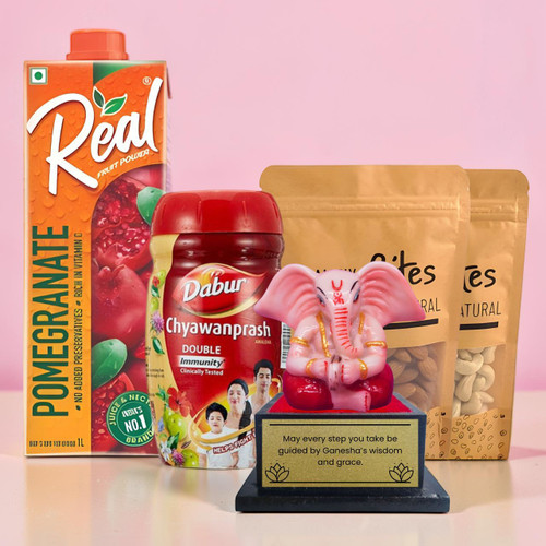 Dry Fruits & Wellness Gift Hamper with Personalized Ganesha Stand