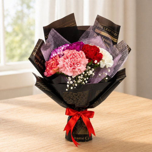 Elegant 6 Mixed Carnations Bouquet