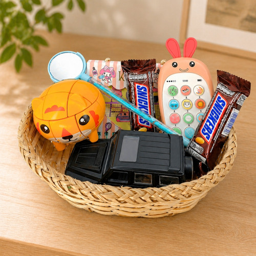 Kids Combo Gift Basket with Toys, Cube & Chocolates