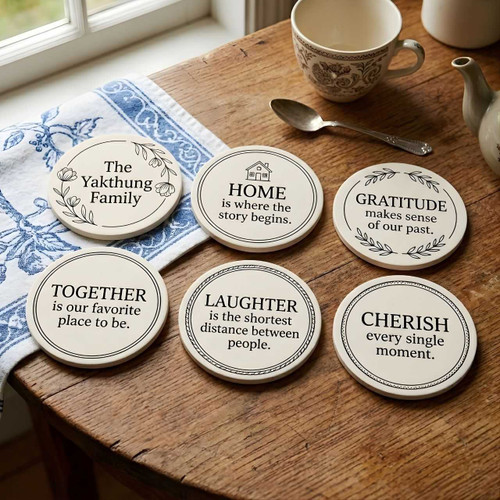 Set of 6 Family Design Tea Coasters JNK-6942