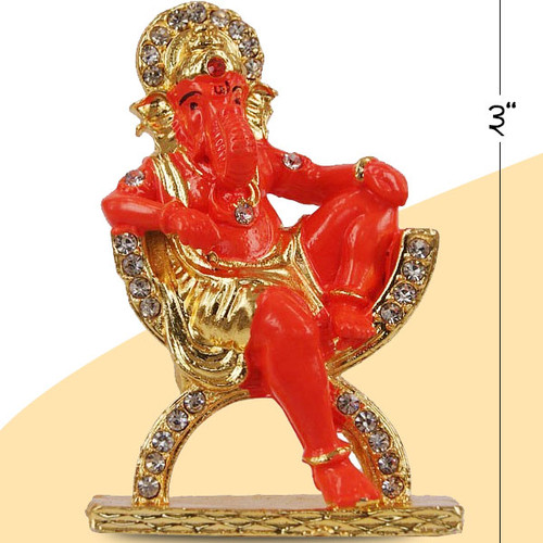 Metal Ganesh Ji Sitting On Chair
