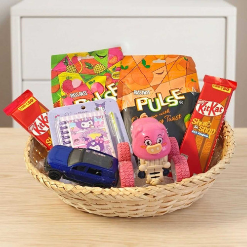 Sweet Treats & Toy Surprise Gift Basket With Notebook SK-2431