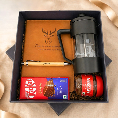 Complete Coffee Gift Set with French Press & Notebook