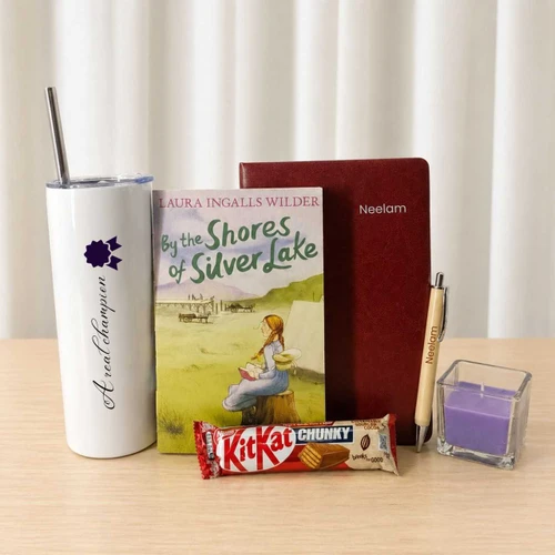 Personalized Notebook & Pen Gift Set with Novel Book, Tumbler & Candle JNK-6984
