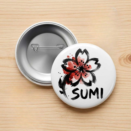 Customized Floral Painted Pin-Back Badge with Recipient Name SK-2462