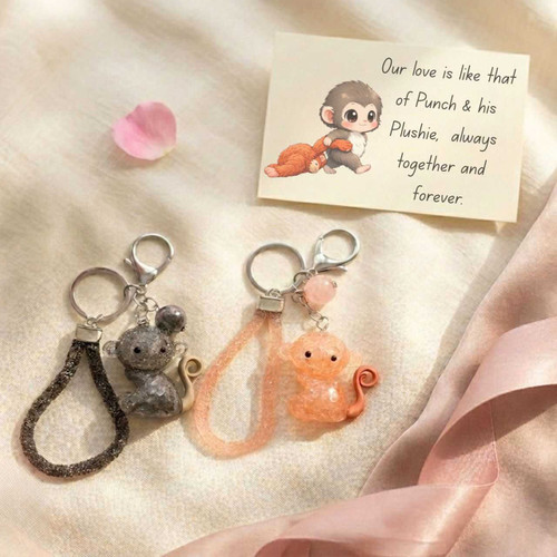Couple’s 3D Monkey Design Keyring & Card JNK-7002
