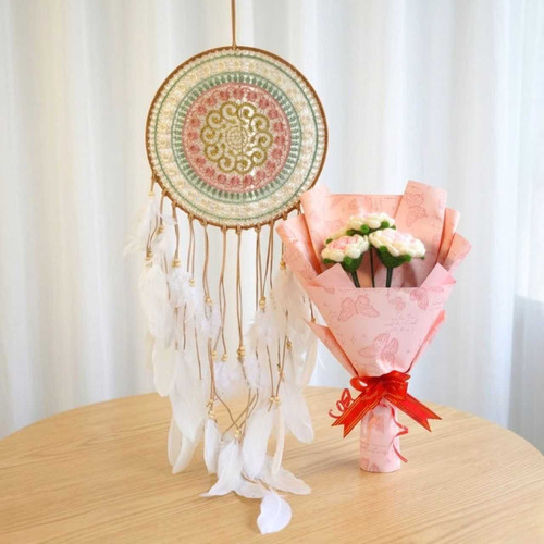 Elegant Handmade Crochet Roses & Dreamcatcher Wall Décor Hamper SK-2496