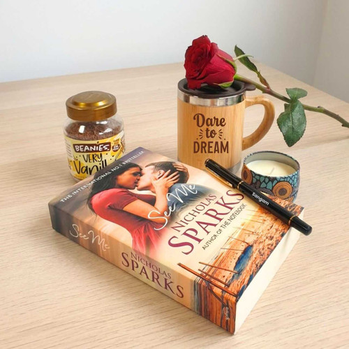 Romantic Reading & Coffee Comfort Hamper With Rose & Book SK-2518
