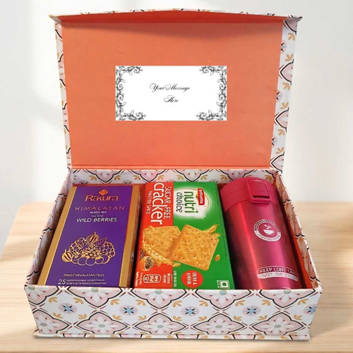 Wellness Gift Box with Sugar-Free Crackers, Vacuum Mug & Rakura Tea JNK-7020