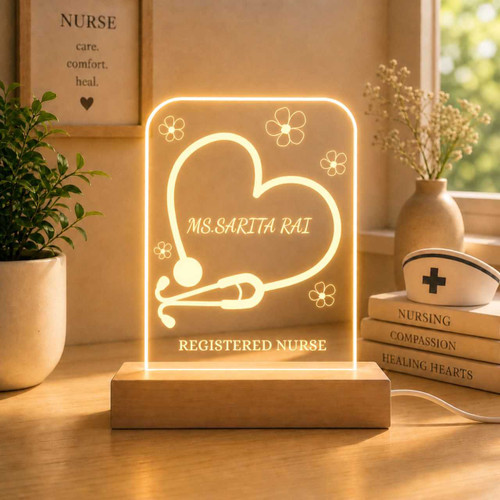 Personalized Nurse Day Theme Engraved Acrylic Lamp with Cable SK-2579