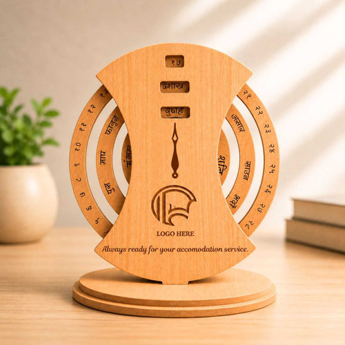 Personalised Wooden Hourglass Perpetual Calendar with Nepali Date System SK-2595