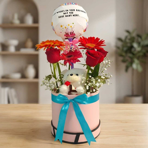 Birthday Surprise Floral Box with Personalized Balloon SK-2639