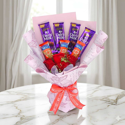 Chocolate & Rose Delight Bouquet JNK-7082