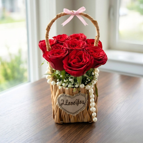 Rose Flower Gift Basket