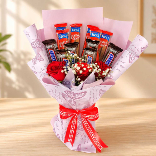 Chocolate & Red Rose Delight Bouquet SK-2657