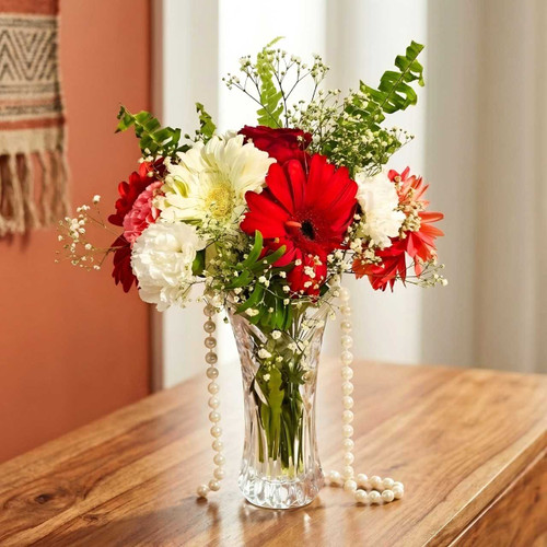Contemporary Floral Symphony in Glass Vase SK-2688