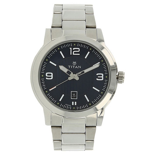 Titan Black Dial Stainless Steel Strap Watch For Men (1730SM03)