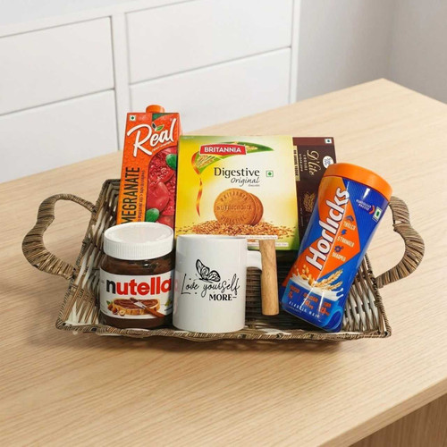 Snacks Gift Basket with Mug, Horlicks & Real Juice JNK-7142