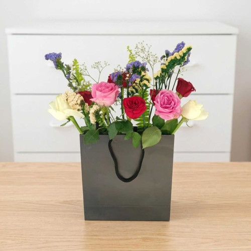 Elegant Mixed Rose & Dried Flower Gift In Paper Bag SK-2751