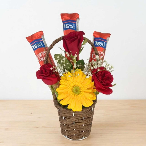 Flowers & Chocolates Gift Basket JNK-7193