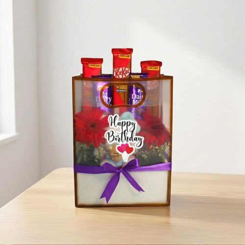 Birthday Gift Bag with Hello Kitty Keychain, Flowers & Chocolates JNK-7210