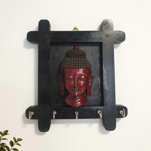Buddha Face Wooden Key Holder Wall Decor TOL-56