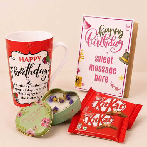 KitKat and Happy Birthday Mug with Personalized Card Set DKG-791
