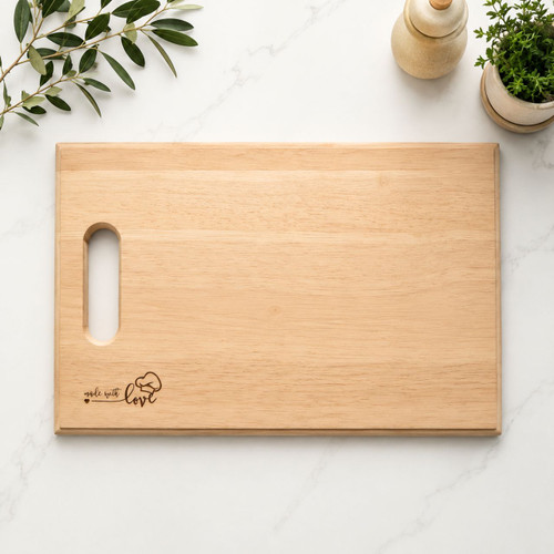 Wooden Chopping Board Made with Love Engraved- A3 Size