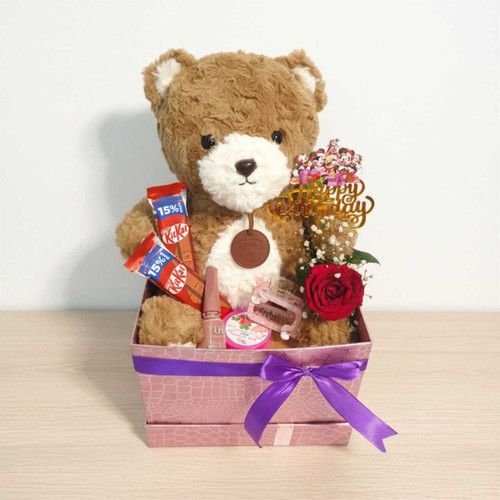 Birthday Gift Box with Teddy, Mickey Topper, Sweets & Beauty Essentials SK-2839