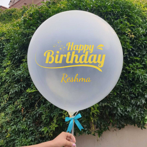 Happy Birthday and Name Printed Sticker Latex Balloon Latex- Balloon