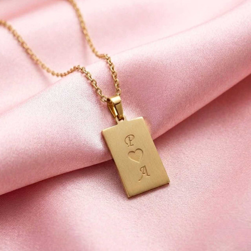 Custom Couple's Initial Letter Engraved on Necklace SK-2850