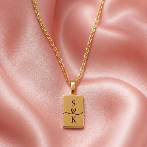Personalized Good Luck Necklace with Couple Initial Letter Engraving SK-2861