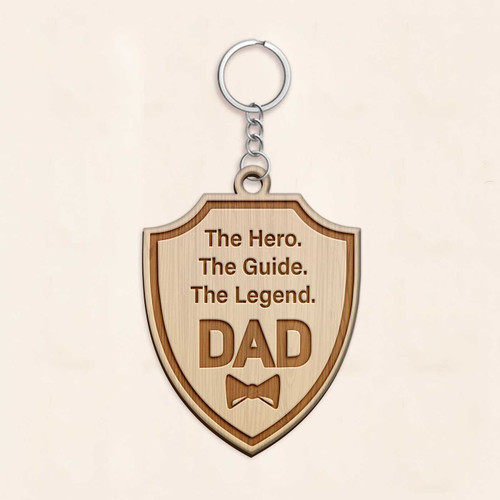 Wooden Shield-Shaped Keychain for Dad SK-2863