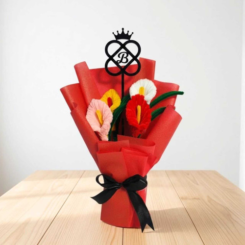 Personalized Crown Topper Bouquet with Multi Color Lilies DKG-806