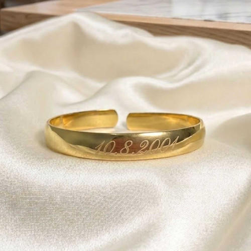 Personalized Open Cuff Bracelet Engraved with Birthday Date SK-2881