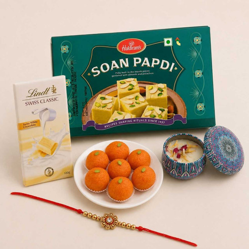 Festive Sweet & Floral Rakhi Gift Set DKG-825