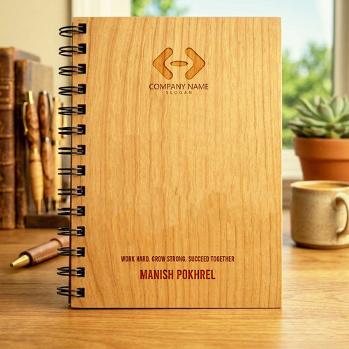 Premium Wooden Cover Diary with Company Logo & Name Engraving DR-62