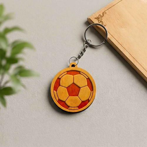Wooden Football Ball Keychain SK-2903