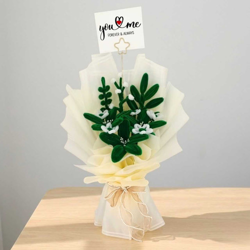 Elegant Green Fuzzy Lily Bouquet with Mini Floral Fillers SK-2929