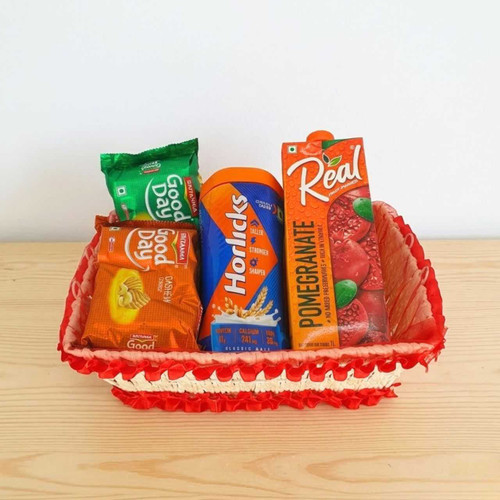 Real Juice, Horlicks & Biscuit Delight Gift Basket JNK-7258