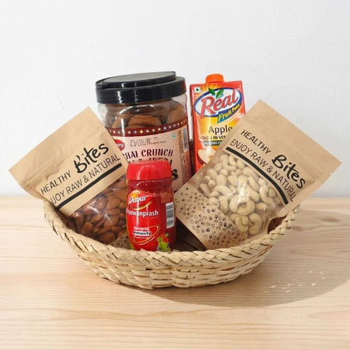 Healthy Wellness Gift Basket with Dry Fruits & Juice SK-2954