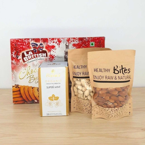 Premium Cookies, Tea & Dry Nuts Hamper JNK-7262