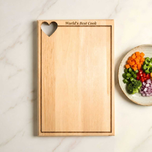 World’s Best Cook Wooden Chopping Board with Heart Handle – A4 JNK-7265
