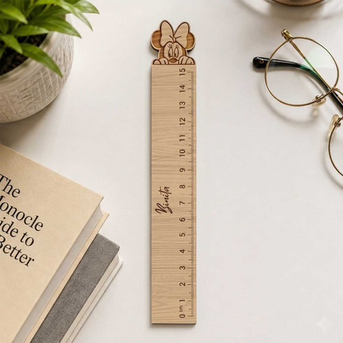 Personalized Wooden School Ruler with Minnie Mouse Topper SK-2979